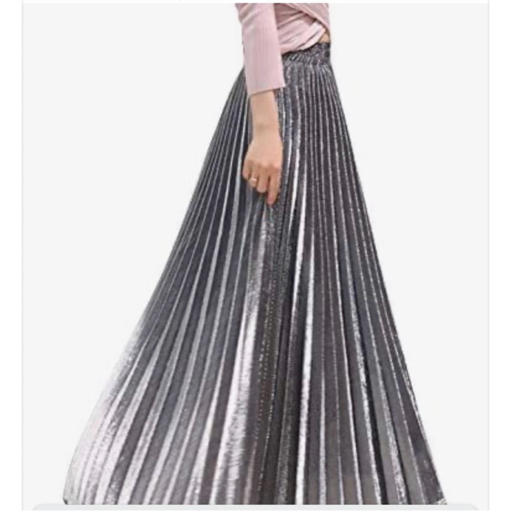 CHARTOU Women's Premium
Metallic Shiny Shimmer Accordion...skirt